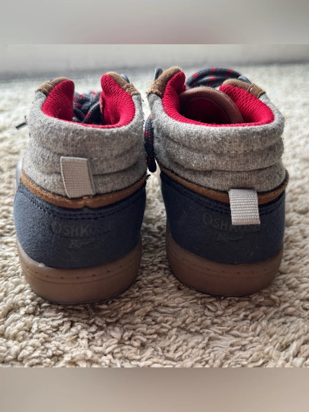 OshKosh B’gosh Toddler Hiking Boots Size 7M Brown Gray Lace-Up Shoes